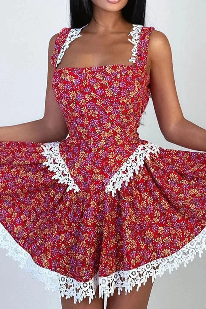 Strappy Sleeveless Mini Dress with High Waist