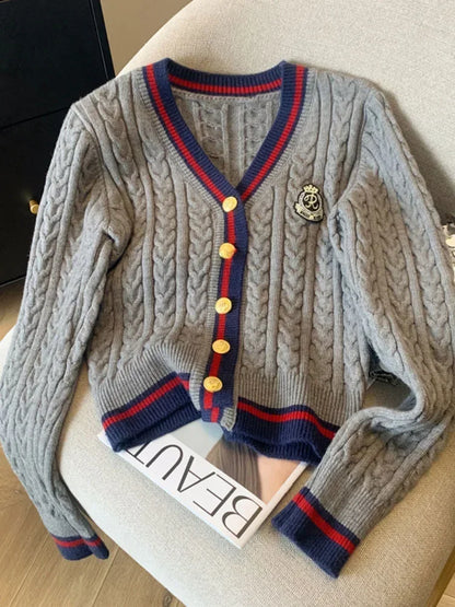 Fashion Knitted Cardigan Women V-Neck Pullover Warm Knitwear Jumper Clothes Casual Sweater Autumn Winter Kpop 2000s Aesthetic