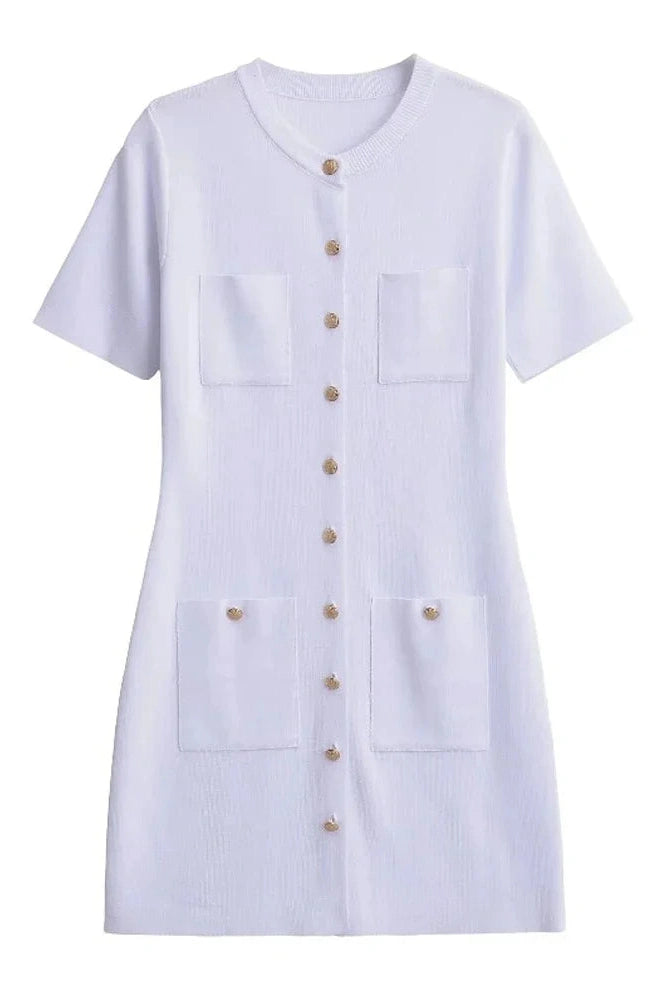 Slim Fit Patchwork Short Sleeve Mini Dress