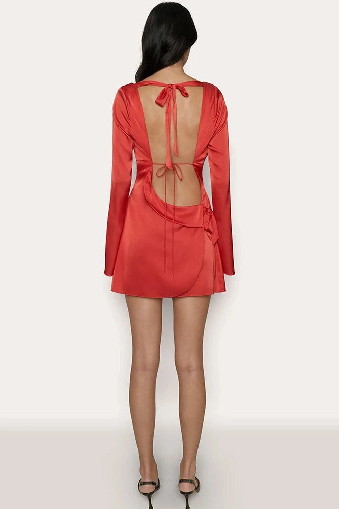 Elegant Lace-Up Slim Fit Mini Dress