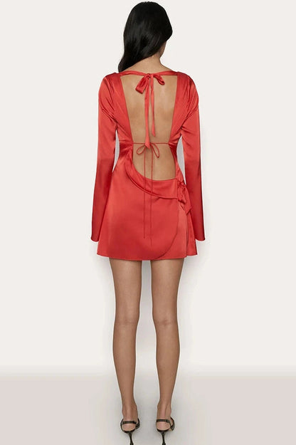 Elegant Lace-Up Slim Fit Mini Dress