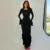 O Neck Knit Ribbed Long Sleeve Ruffles Women’S Dresses Elegant Evening Manufacturer Casual Y2K Prom Ladies Dress