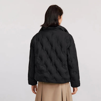 Down Jacket Women Thin Houndstooth Loose  New Winter Waterproof Windproof Stand-Up Collar Wear Down Jacket