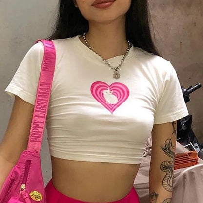 Fashion Y2K Women’s Short sleeved Clothing Love Print Summer Sexy T-shift
