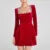 Elegant Rhinestone Decor Velvet Mini Dress Black Square Neck Long Sleeve High Waist A-line Dresses  Lady Evening Party Gown