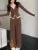 Autumn Casual Two-piece Pants Set Women Long Sleeves V-neck Single Breasted Top Wide Leg Pants Korean Fashion Outfits New