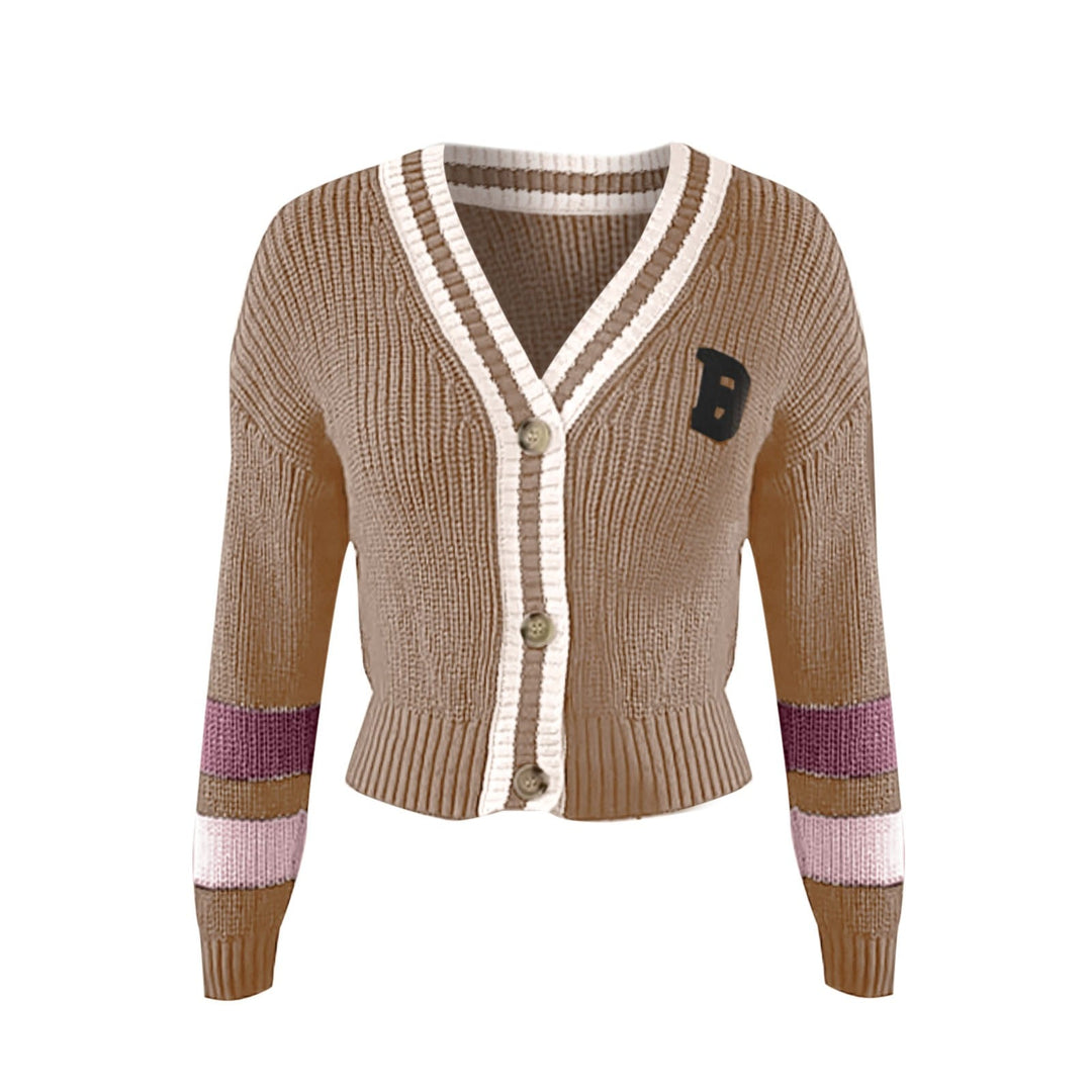 Cárdigan de punto a rayas con cuello en V para mujer | Ideal para otoño/invierno