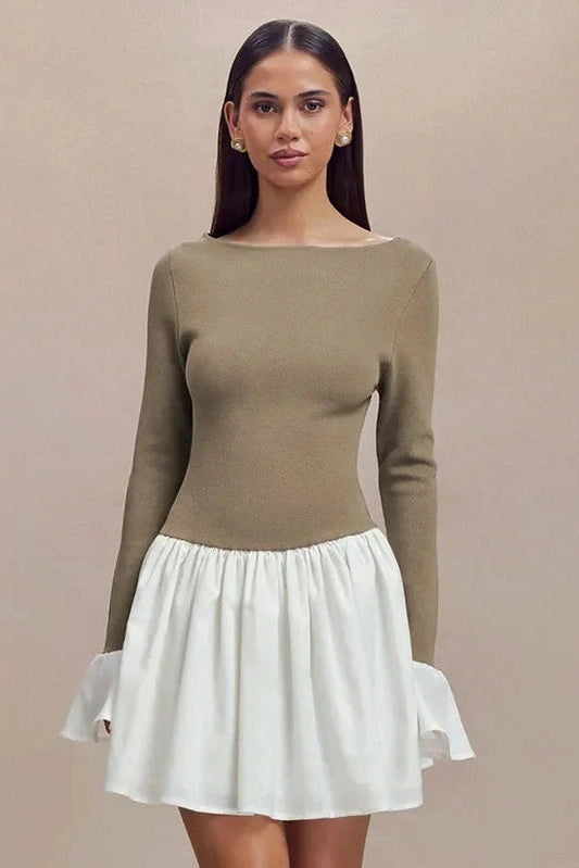 Slim Flare Sleeve Mini Dress