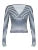 Cross V Neck Blue White Stripe Y2K Tee Skinny Basic Long Sleeve Spring Autumn T Shirt Women