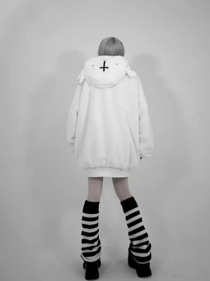 Thick Pile Hooded Long Coat