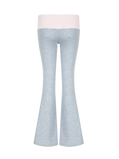 Contrast Patchwork Low Waist Y2K Flared Pants For Women Gray Slim Casual Jogging Sweatpants Black Streetwear