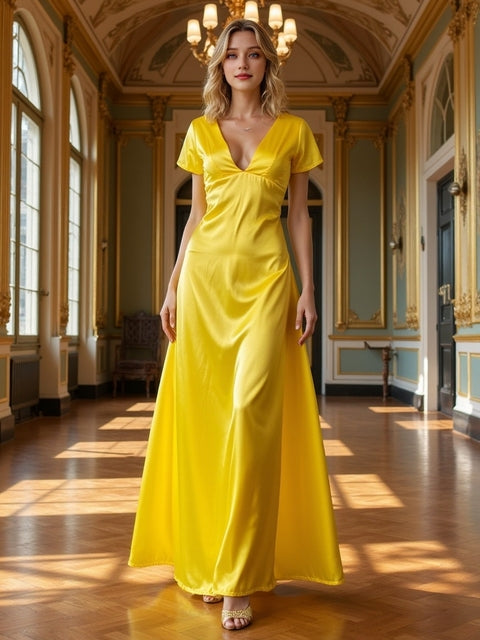 Temperament V-neck High Waist Evening Dress Sexy Backless Solid Sleeveless Elegant Party Dresses 2025 Women&#8217;s Hollow Long Dress