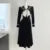 Elegant Vintage Lapel Midi Dresses for Women Bow Long Sleeve Birthday Party Dress A-line Autumn New Korean Fashion Vestido Mujer