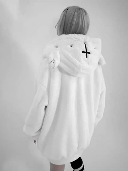 Thick Pile Hooded Long Coat