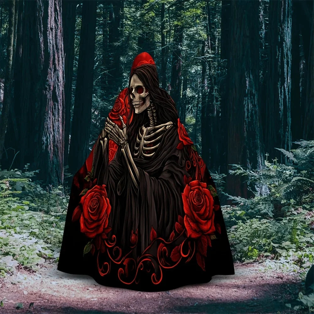Floral Skull Print Cloak