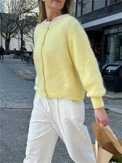 Loose Casual Sweater Cardigan Coat For Women Long Sleeve Cropped Solid Autumn Clothes Top Knitwear Women’s Outwear