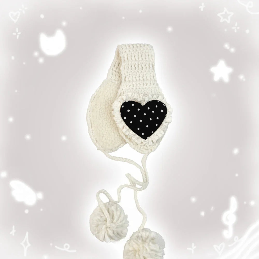 Y2K Knitted Wave Point Love Earmuff