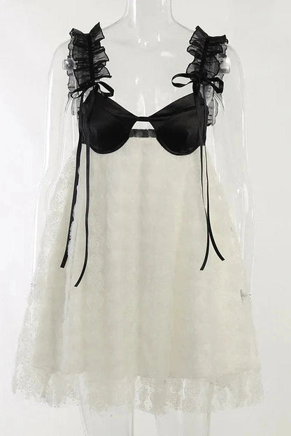 Backless Lace-Up Mini Dress