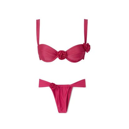 3D Floral Halter Bikini Set
