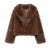 Brown Lapel Faux Fur Short Coat Women Fluffy Long Sleeve Warm Thick Loose Jacket  Autumn Winter Lady High Street Outwear _