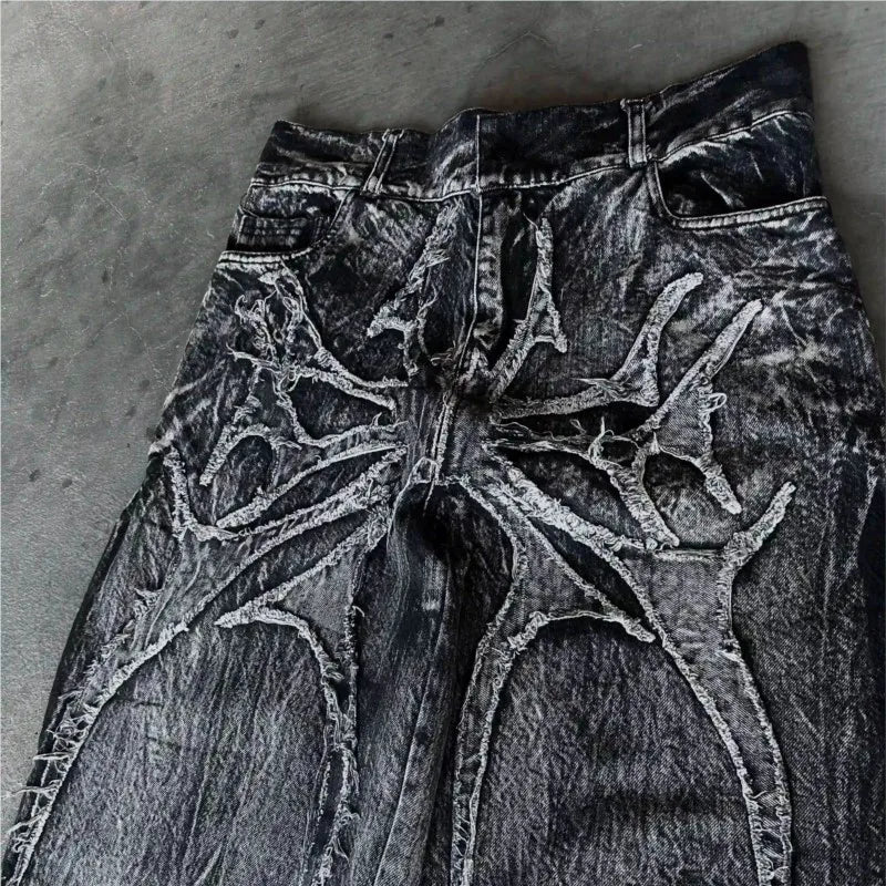 Gothic Embroidered Wide Leg Pants
