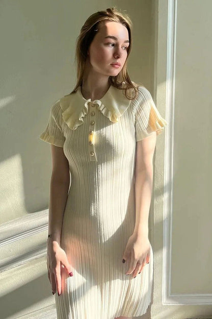 Elegant Short Sleeve Mini Dress with High Waist