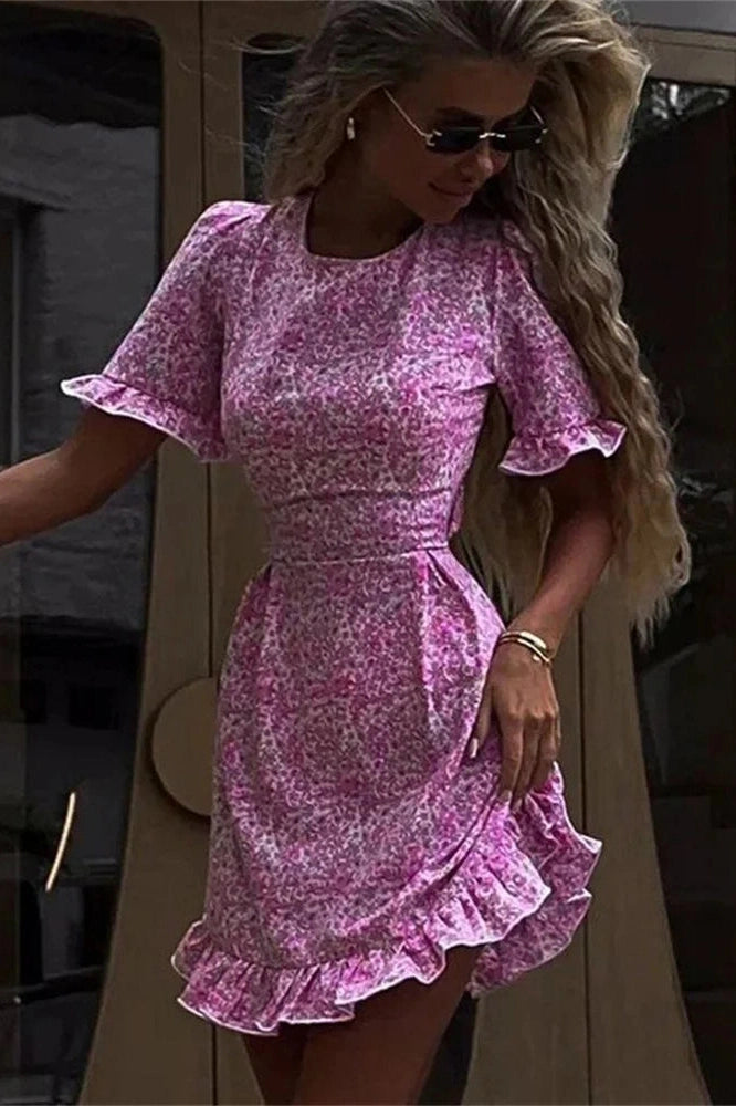 Short Sleeve Patchwork Mini Dress