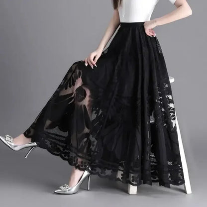 New Elegant Skirt Autumn Fashion A-line Winter Mid-length Women’s High-waisted Gothic Mujer Faldas