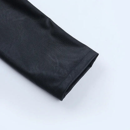 Punk One Shoulder Leather Blouse
