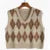Vintage V-neck Plaid Sweater Vest Women Autumn Winter Vintage Knit Sweaters Pullover Loose Korean Knitwear Tops Pull Femme