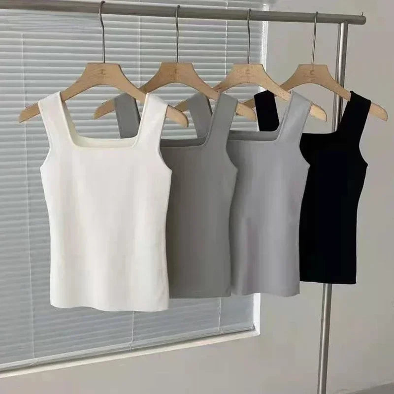 Fashion Deep Square Collar Vests  Summer New Fashion Sexy Women’s Crop Tops Sling Vest Camis