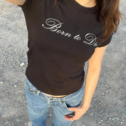 Y2K summer cross-border European and American letter printed round neck women’s short sleeved T-shirt