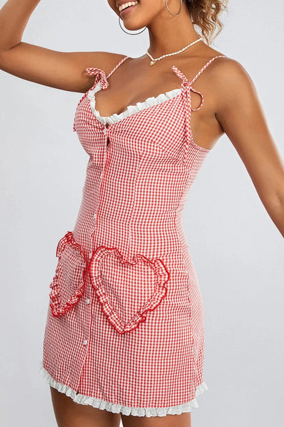Spaghetti Strap V-Neck Backless Mini Dress