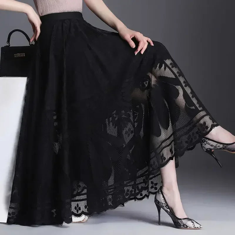 New Elegant Skirt Autumn Fashion A-line Winter Mid-length Women’s High-waisted Gothic Mujer Faldas