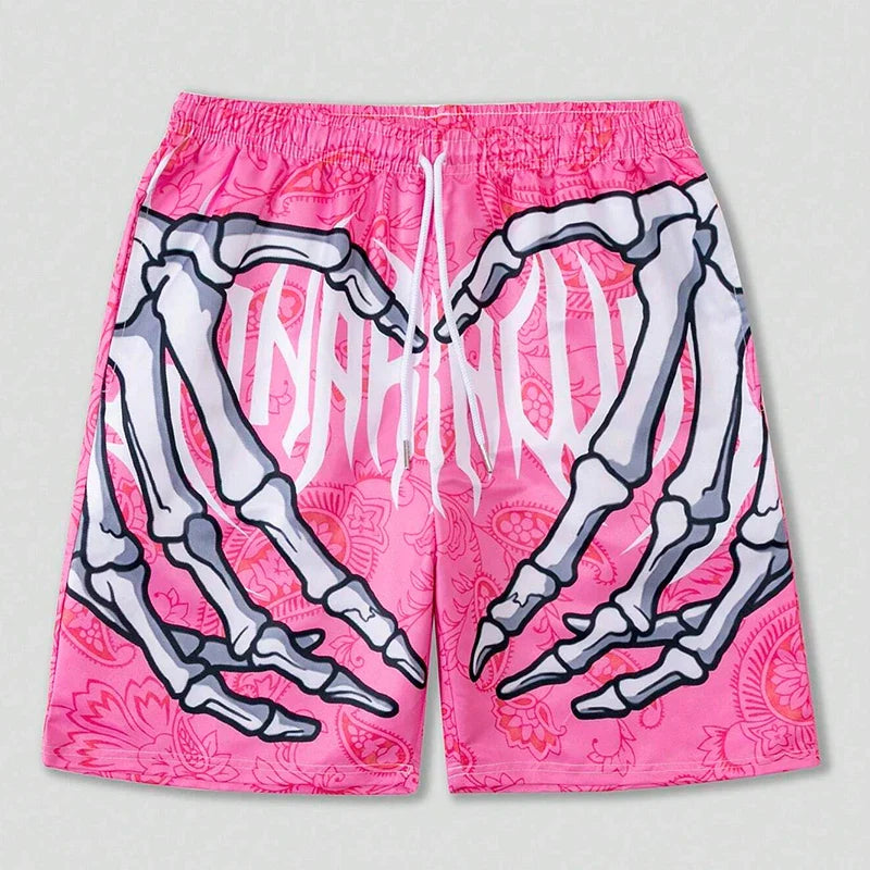 Skeleton Hand Print Shorts