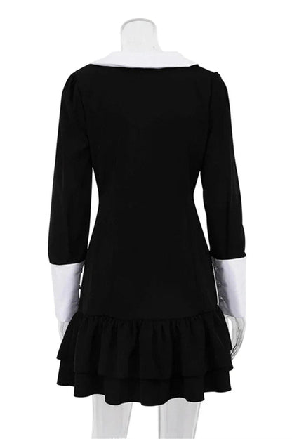 Elegant Patchwork Long Sleeve Mini Dress