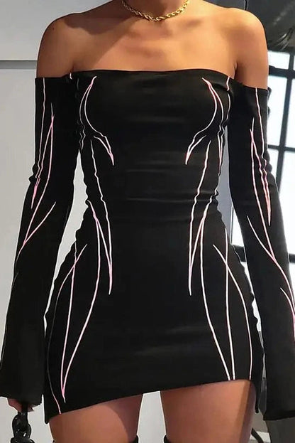 Elegant Printed Mini Dress with Full Sleeves