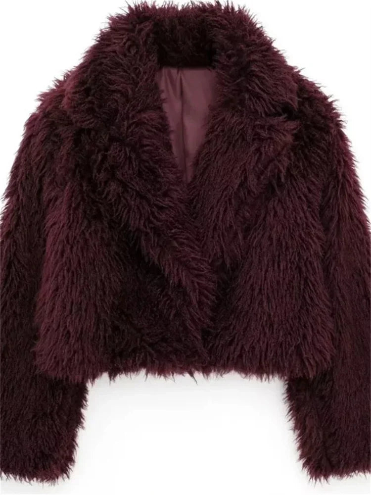 Winter Female Fur Feather Overcoat Loose Patchwork Long Sleeve Lapel Solid Casual Streetwear Women’s Luxury 2025 Coat New