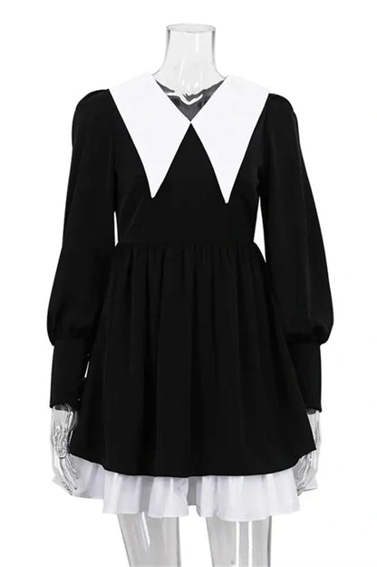 Vintage Mini Dress with Turn-Down Collar