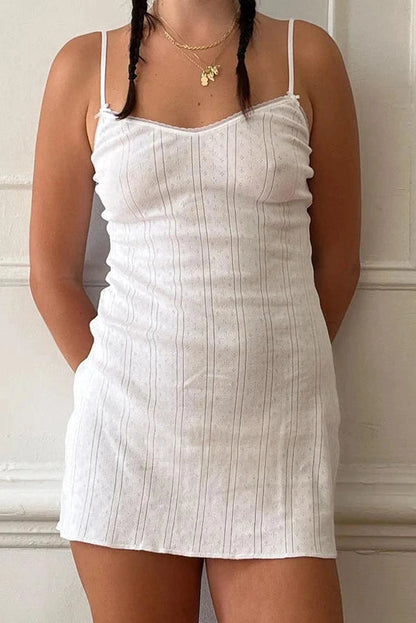 Elegant V Neck Mini Dress with Spaghetti Straps