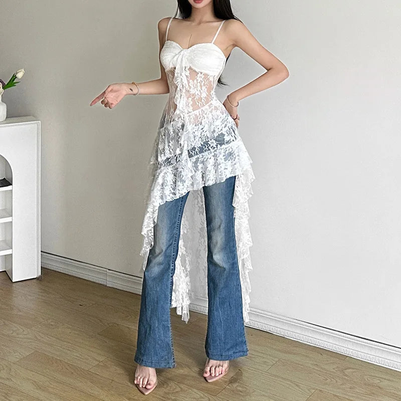 Irregular Hem Ruffle Midi Dress