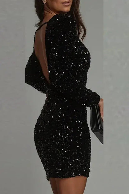 Sequin Backless Mini Dress