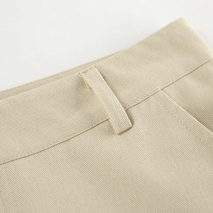 Khaki Classic Wide Leg Pant Women High Waist Pocket Loose Simple Trouser Autumn Winter Streetwear Fashion Casual Pants New