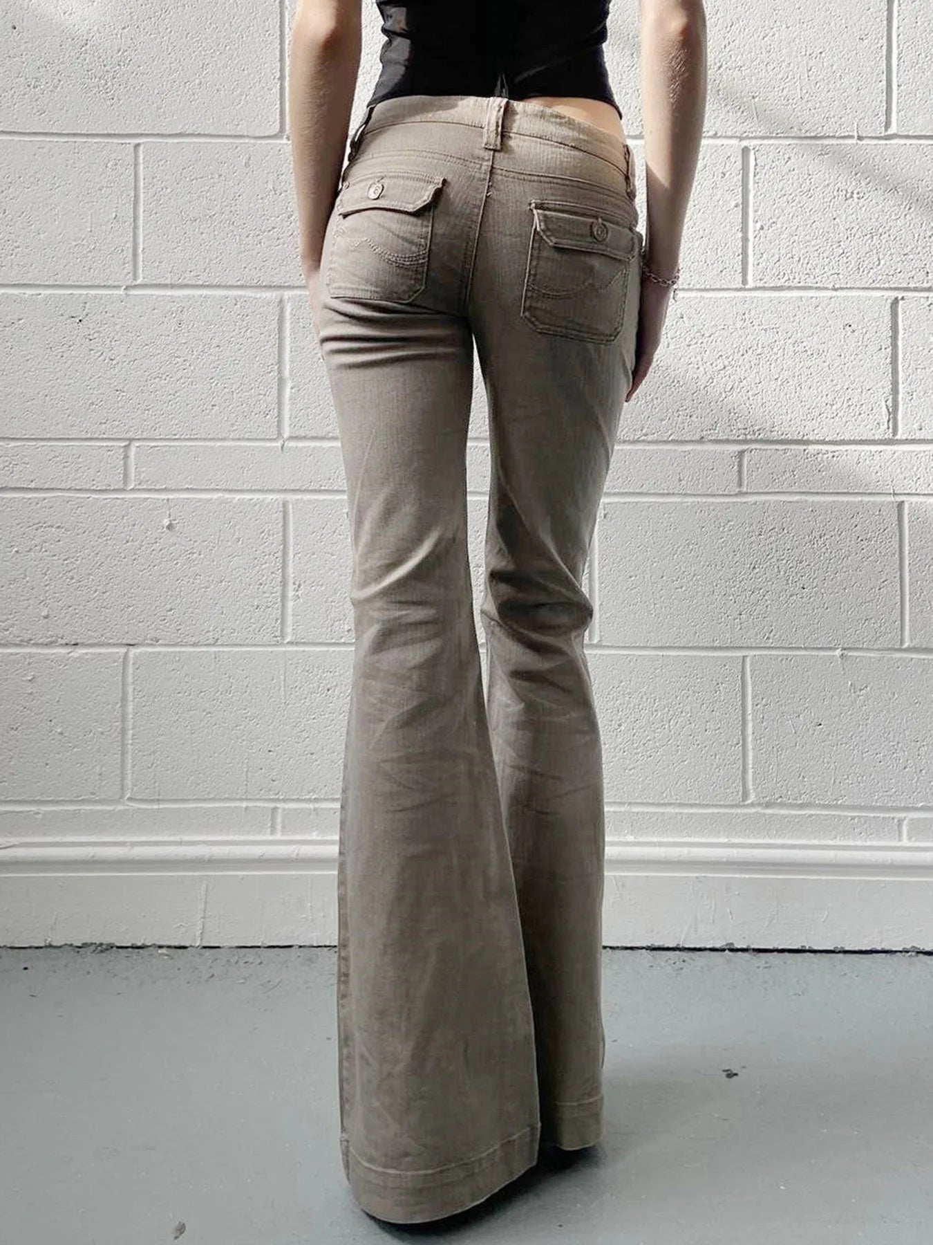 Slim Fit Simple Flared Pants Women High Fashion Causal England Style All-Match Basic Jeans Classical Clothing