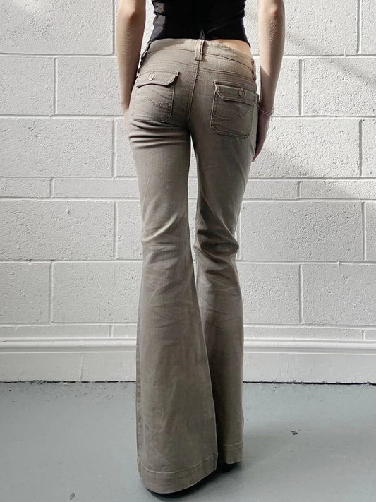 Slim Fit Simple Flared Pants Women High Fashion Causal England Style All-Match Basic Jeans Classical Clothing