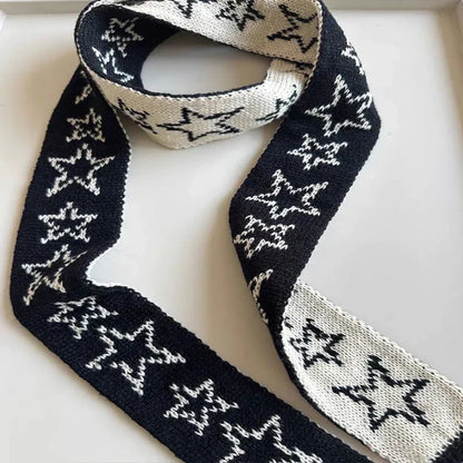 Star Pattern Jacquard Knitted Harajuku Punk Gothic Warm Scarf