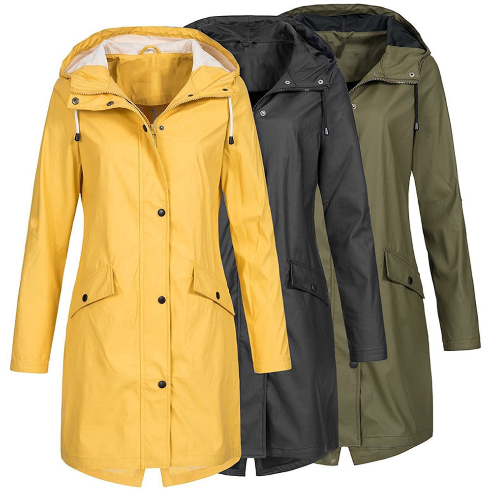 Chaqueta impermeable amarilla con capucha para mujer | Ideal para actividades al aire libre