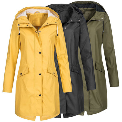 Chaqueta impermeable amarilla con capucha para mujer | Ideal para actividades al aire libre