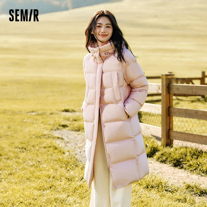 Down Jacket Women Long Length Three-Proof Versatile  Updated Winter New Loose Hooded Coat Simple Down Jacket