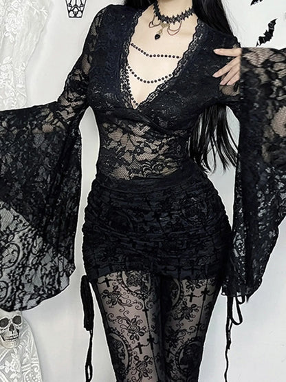 Deep V-Neck Mesh Top